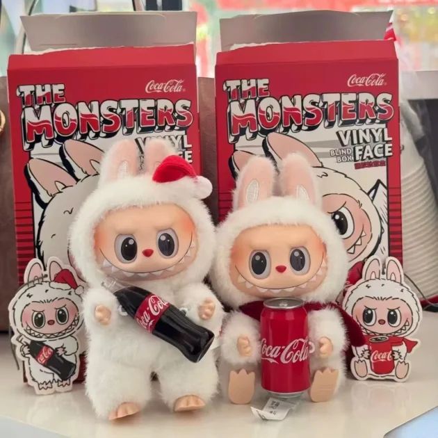 New Bubble Mart Cartoon White Labubu Cola Series Plush Blind Box POPMART Trendy Handheld Pendant Cute Doll