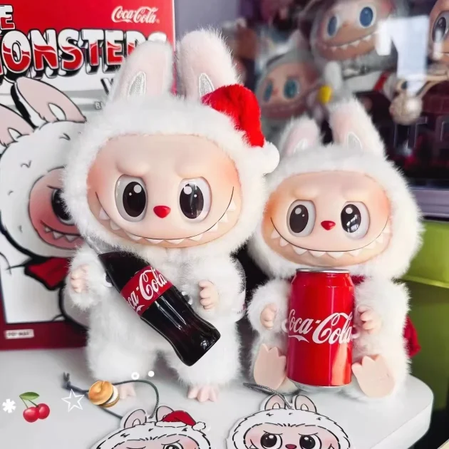 New Bubble Mart Cartoon White Labubu Cola Series Plush Blind Box POPMART Trendy Handheld Pendant Cute Doll - 图片 2