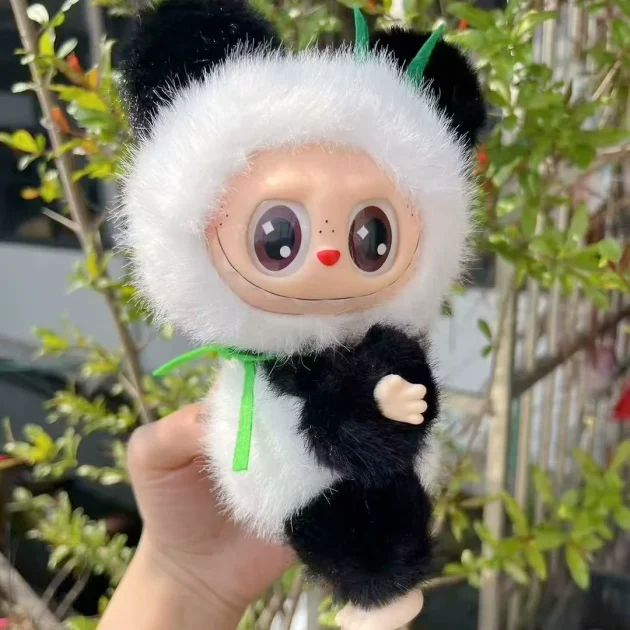 QY Bubble Labubu Mart Modified Baby Plush Doll Sugar Gum Panda Labubu Pendant Blind Box Macaron Toy - 图片 5