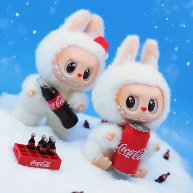 New Bubble Mart Cartoon White Labubu Cola Series Plush Blind Box POPMART Trendy Handheld Pendant Cute Doll - 图片 4